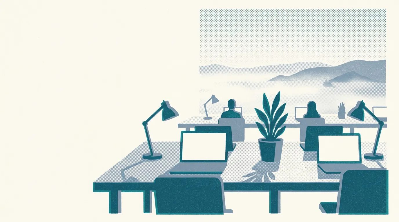 Illustration of coworking spaces in the Bay Area