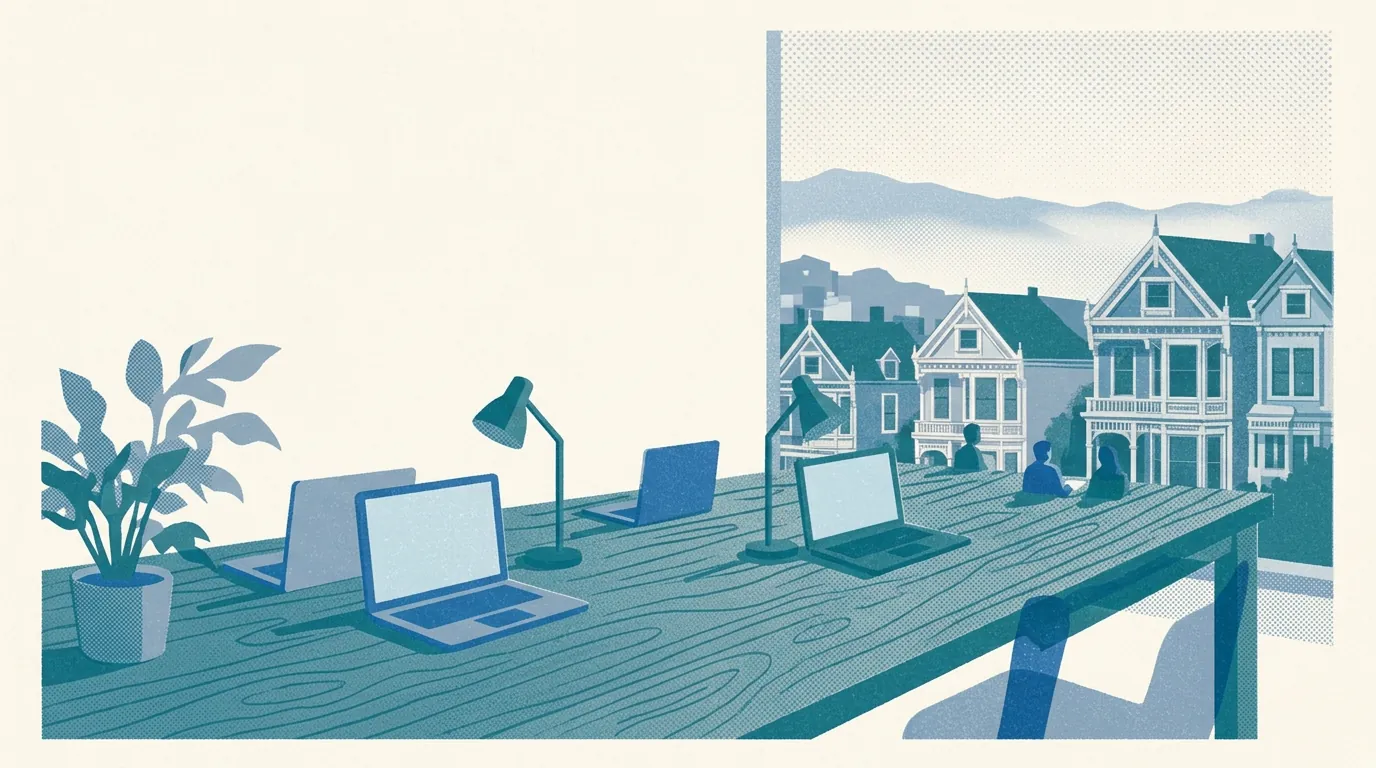 Illustration of coworking spaces in San Francisco