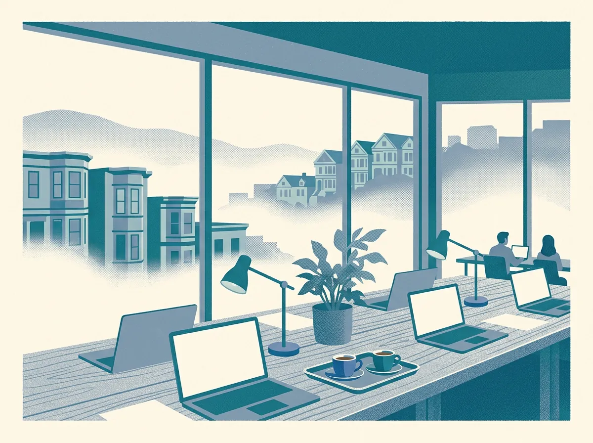 Illustration of coworking spaces in San Francisco