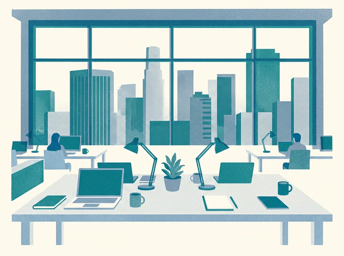 Illustration of coworking spaces in Financial District