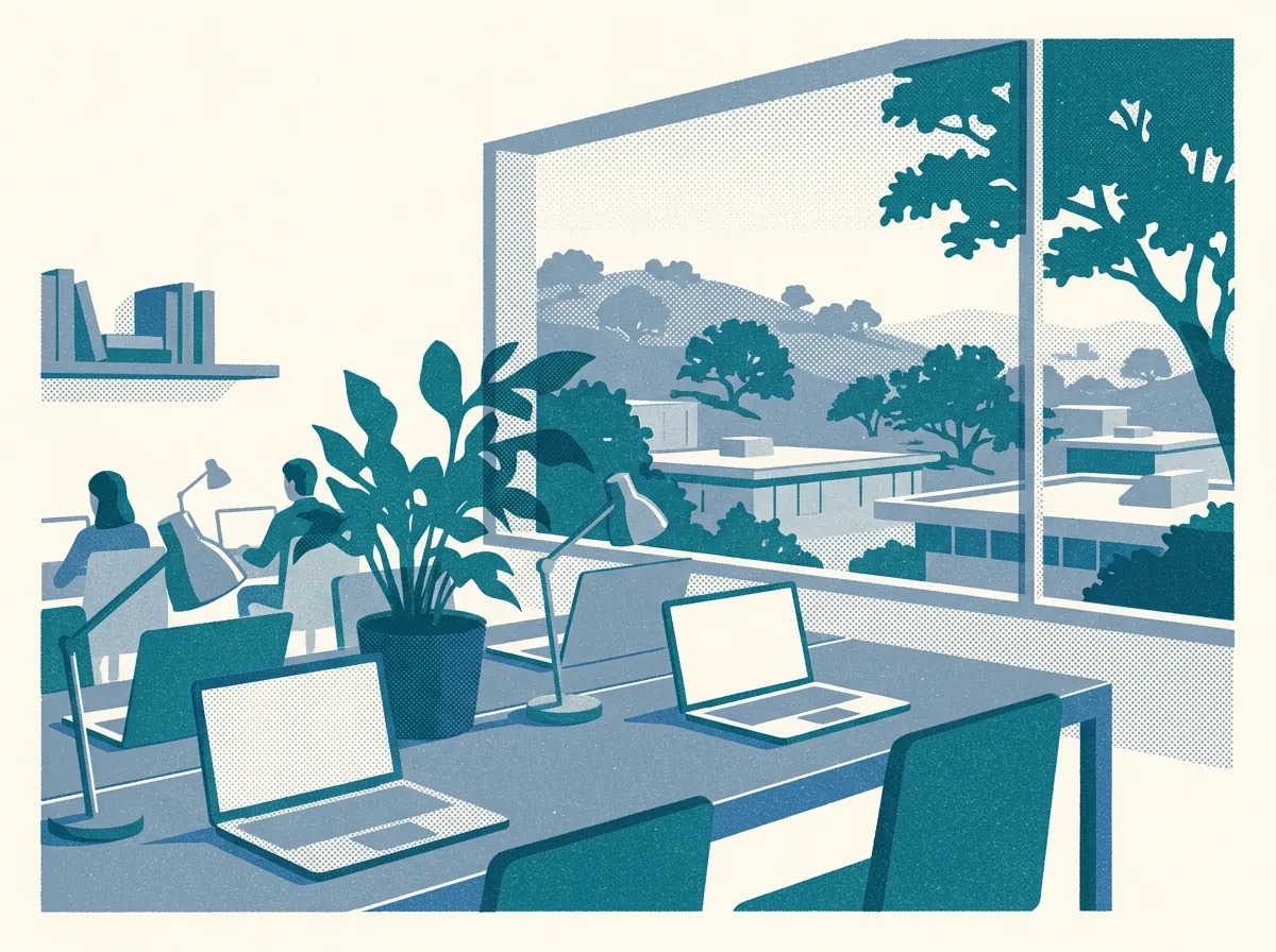 Illustration of coworking spaces in Oakland