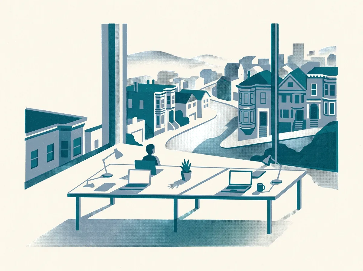 Illustration of coworking spaces in San Francisco